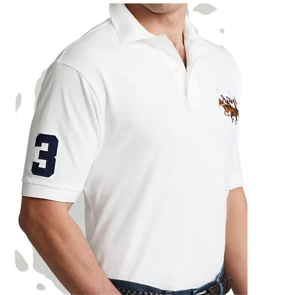 Ralph Lauren Big & Tall Triple Pony Polo Shirt White Size: 3LT (3X Large‎ Tall)